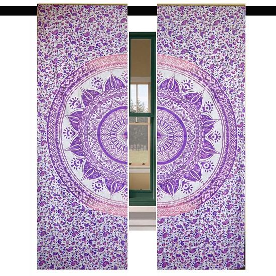 Mandala 100% cotton curtain, window and door treatment, mandala curtain panels,hippie bohemian home decor curtains,mandala tapestry curtains
