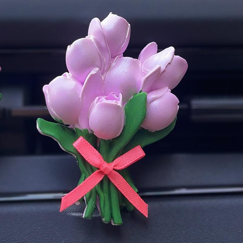 Rabbit Tulip Bouquet Car Air Freshener - Cute Stone Diffuser Ornament