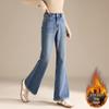 RAIN.CUN Women's Winter Thickened Velvet Flare Jeans