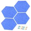 4Pcs Hexagon Felt Pin Board Self-adhesive Memo Board Notice Board Wall Decorative Tiles Wall Bulletin Pin Board with Push Pins