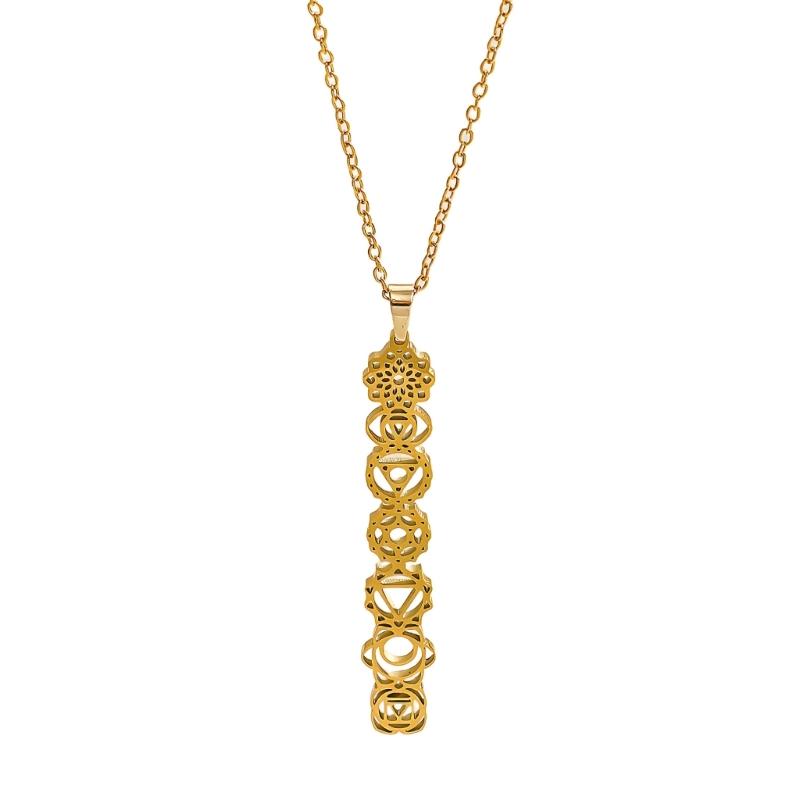 Lovely Yoga Themed Necklace Sweater Chain Stainless Steel Meditation Jewelry Adjustable Clavicle Chain