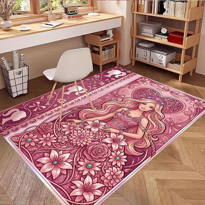 Barbie Print Rug, Washable Floor Carpet, For Entryway Dorm Laundry Room Office Study, Home Decor Birthday Christmas Gift