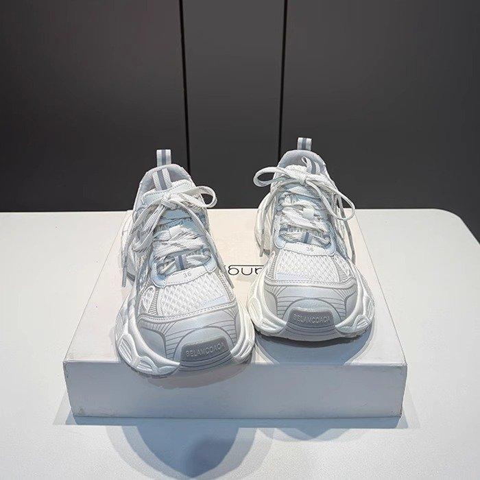 

Женские кроссовки папины кроссовки 2025 Осень Новинка Удобные На толстой подошве Модные Дышащая сетка Универсальная спортивная повседневная обувь 37 белый