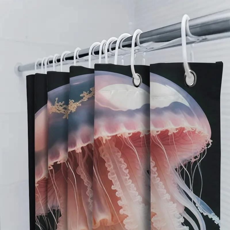 Stunning Jellyfish Bath Curtain Waterproof Decorative Shower Curtain For Bathroom, Pink White Colorful Printed Home Decor Item W