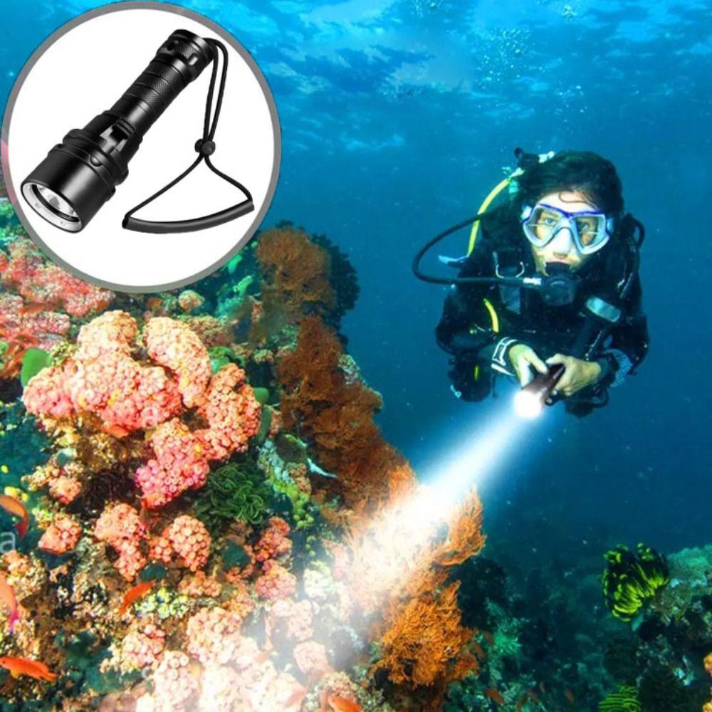 IP68 Waterproof Diving Flashlight Hand Rope LED Diving Flashlight  Camping