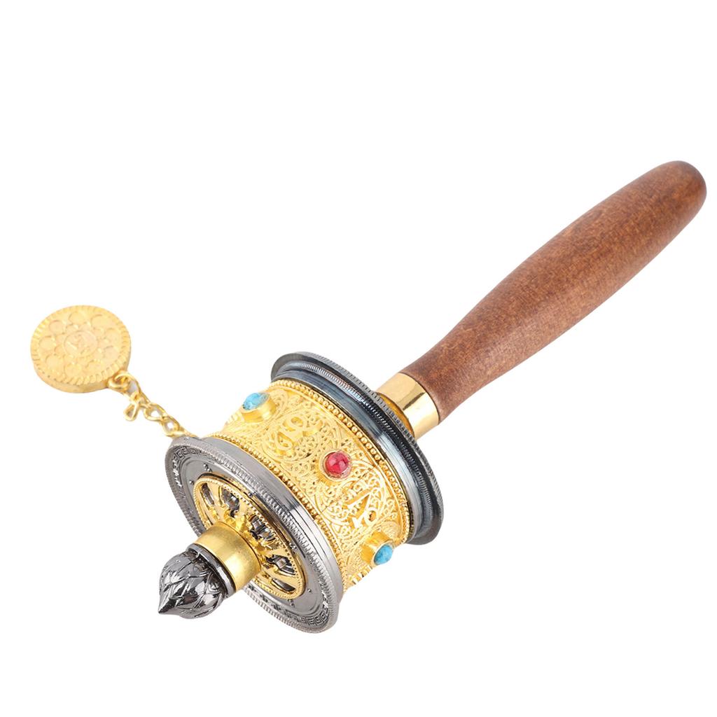 Legering Tibetaans Zes Woorden Mantra Handaangedreven Gebedsrad (Goud)