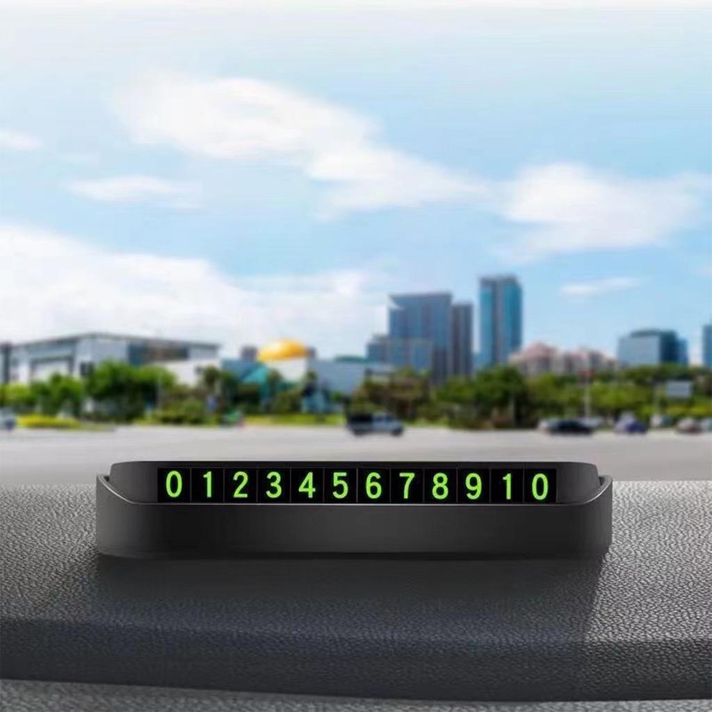 Glowing ABS Car Parking Number Plate with Phone Number for Temporary Parking Contact and Car Interior Decoration
