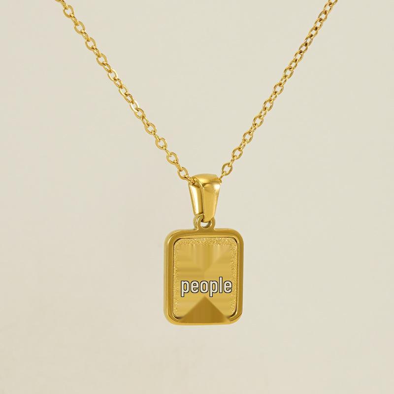 26-Letter Gold Sand Pendant Necklace for Women: Summer Collection, European/American Style, Titanium Steel, and 18K Stainless Steel Clavicle Chain.