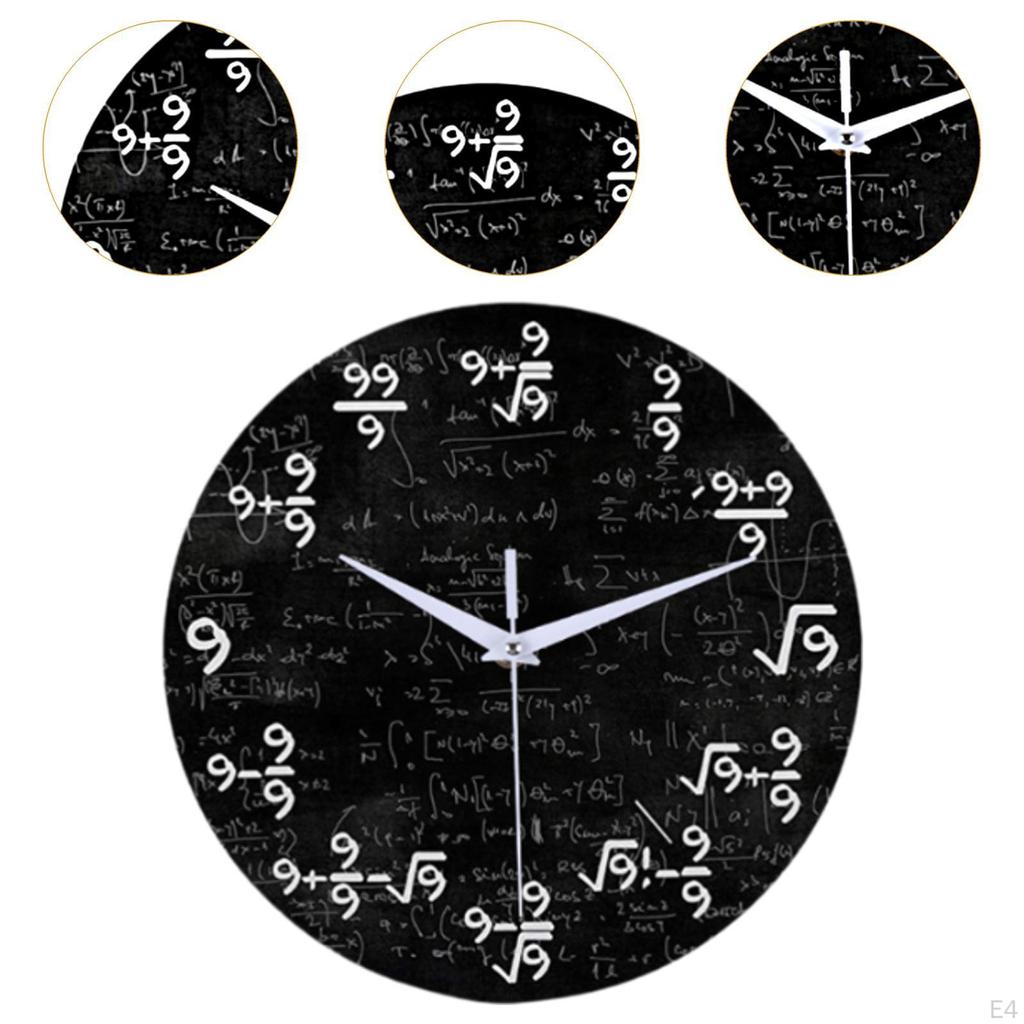 Math Wall Clock Decorative Creative, Practical Home Decor, Round Modern Silent Hanging