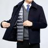 Double-sided cashmere coat for men, medium-length, thickened down lining, middle-aged dad's woolen coat