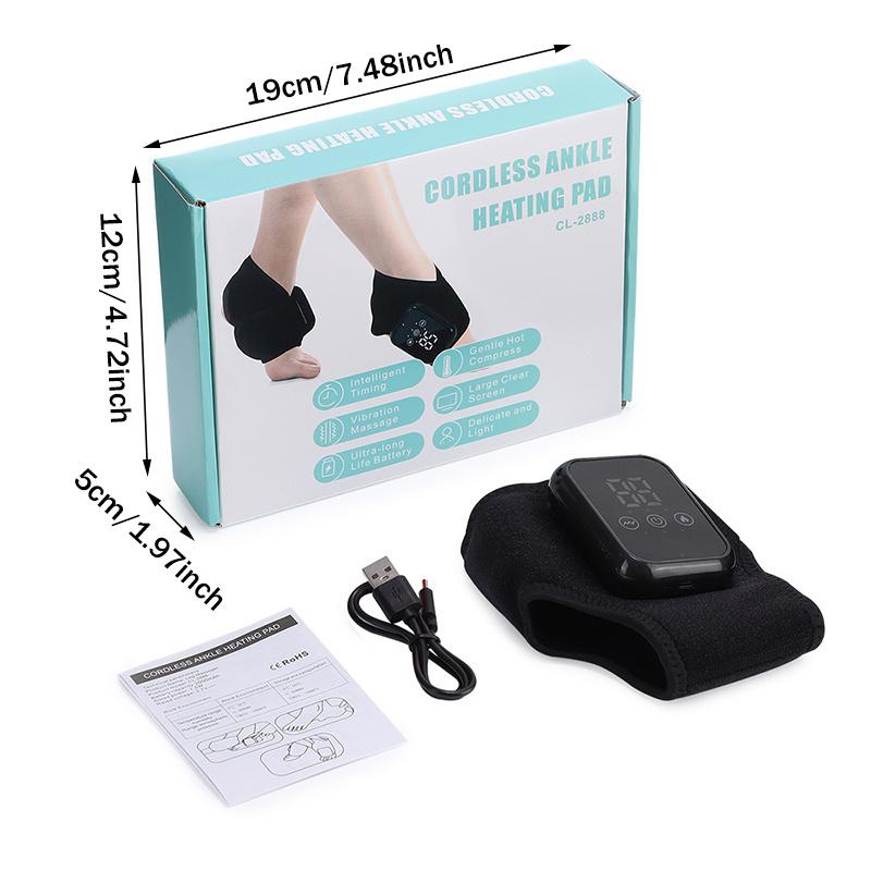 Electric Heating Ankle Guard 3 Levels Hot Compress Vibration Massage Cordless Foot Massager Ankle Joint Protection Heating Strap