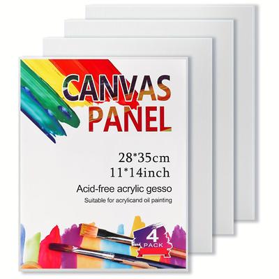 4 peças de 11x14 polegadas de tela para pintura de telas em branco para pintura de painéis de tela de algodão para tintas acrílicas de aquarela a óleo com 3 mm de espessura