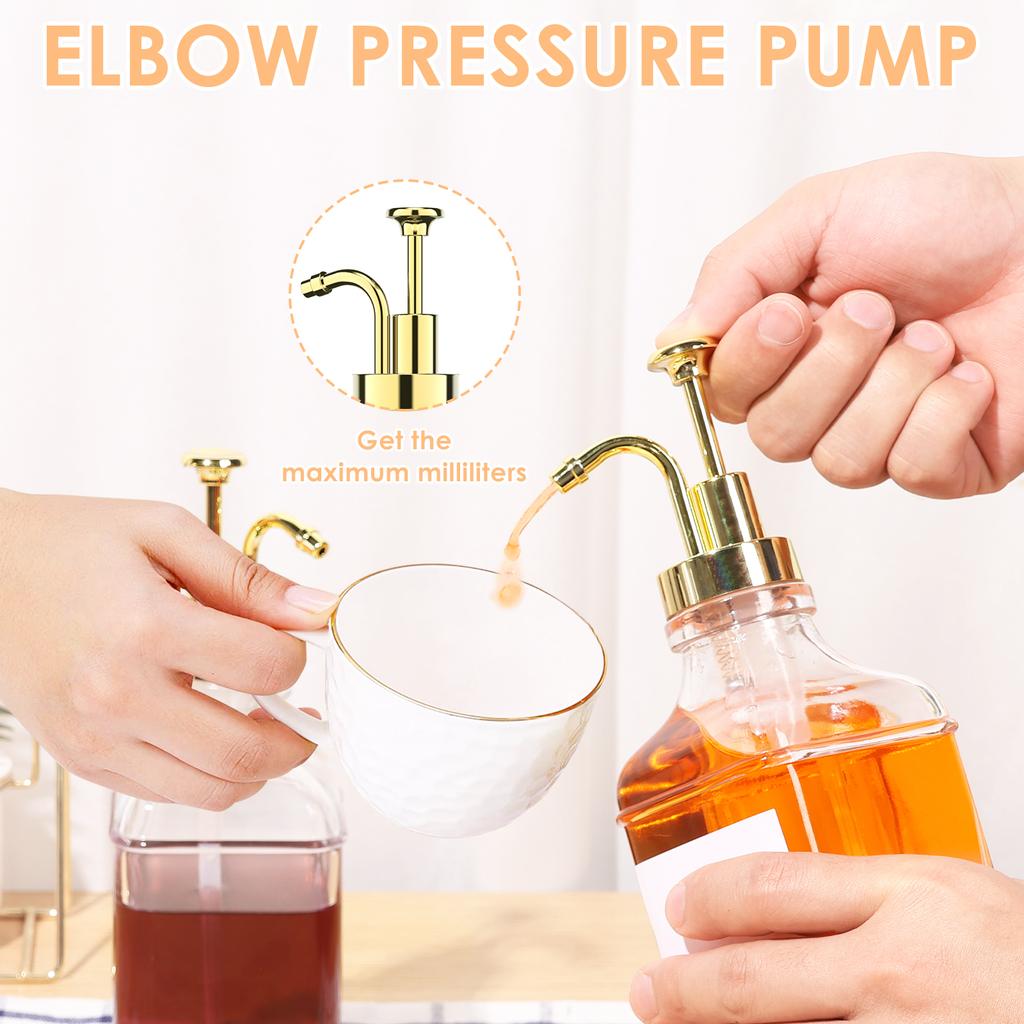 Coffee Syrup Dispenser Set 500ml Glass Syrup Bottle with Funnel Label Stickers Clear Coffee Syrup Container Pump Dispensers