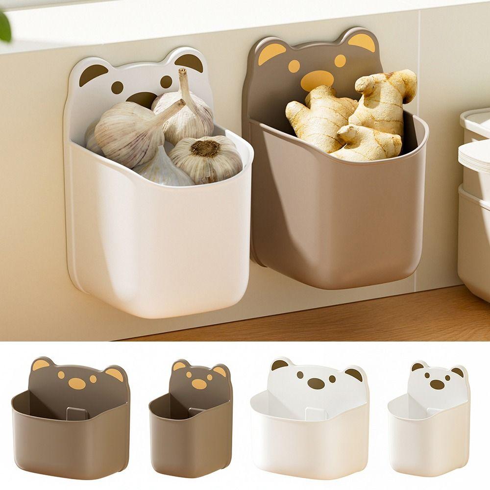 White Brown Wall Mounted Storage Box Self Adhesive Pen Holder Storage Shelf Home Decoration