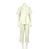 RAVIR Cotton Double Gauze Short Sleeves and Pants Breathable and with Feminine Ivory and Size Small Women's 100% Pajamas, Set, Moisture-Wicking,