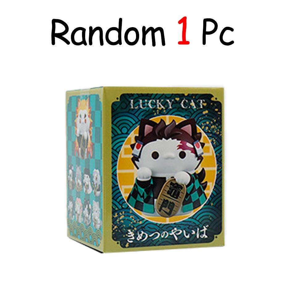Demon Slayer Lucky Cat Anime Figure Blind Box Rengoku Tanjiro Inosuke Kawaii Cute Model Toy Desktop Car Ornaments Birthday Gift