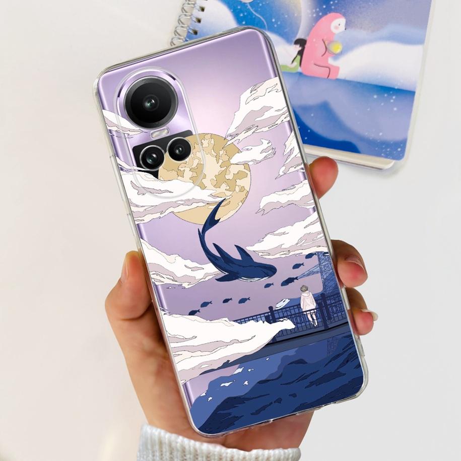 For Oppo Reno 10 Pro 5G Case Reno 10 Phone Case Fashion Flower Cartoon Clear Silicone Shockproof Cover For Reno10 Pro Plus Coque