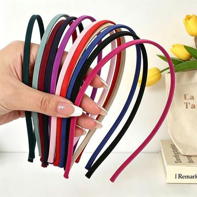 5mm Colored Fabric-Covered Thin Metal Headband for DIY Hair & Jewelry Accessories
