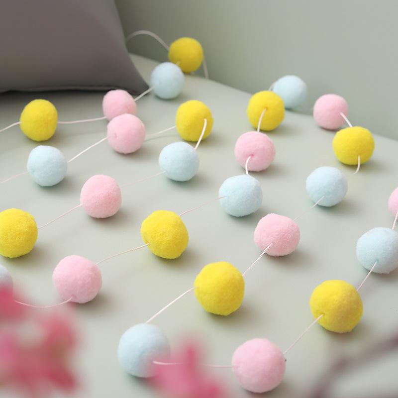 2.5Meter Colorful Pompom Pendant Garland Ins Nordic Style Wool Felt Ball String DIY Handmade Nursery Children Room Decor