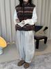 Louvre Winter Japanese Style Elastic Fleece Wide-Leg Balloon Pants - Women's Relaxed Fit