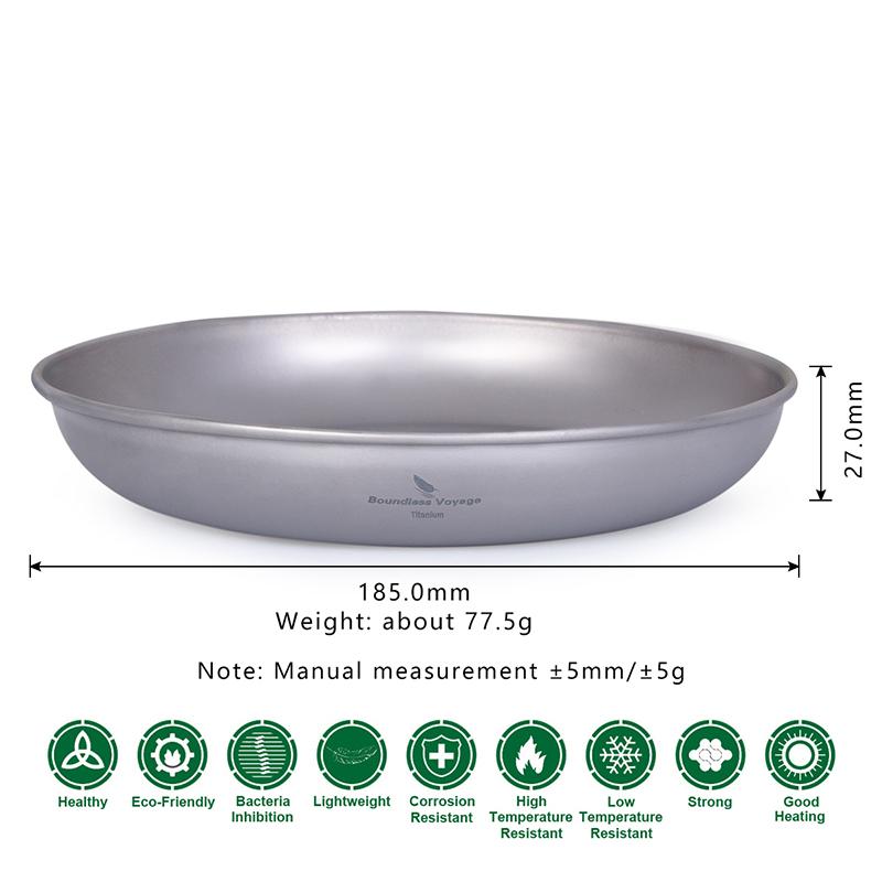 Boundless Voyage Tianium Plate Dish, Outdoor Travel Picnic Camping Tableware, Fruit Salad Saucer, Dinner Bowl with Mesh Bag