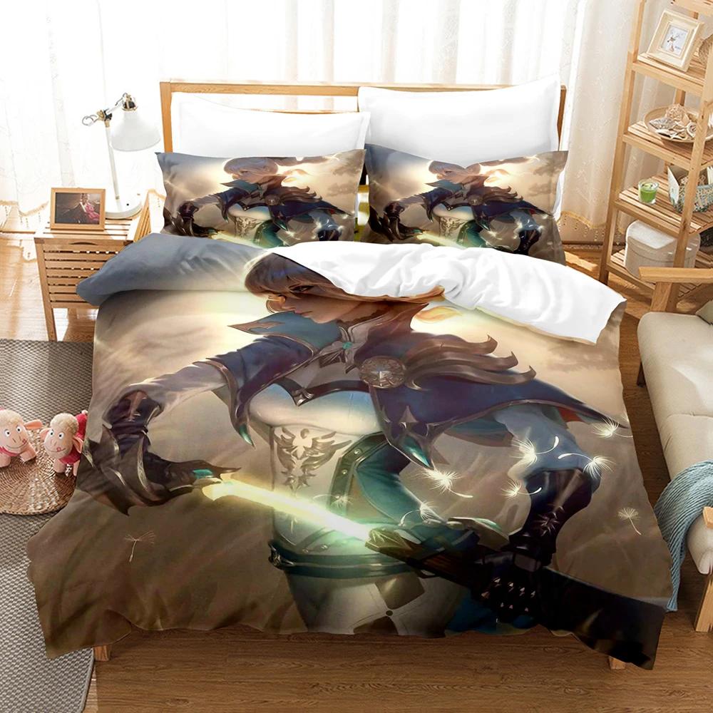Genshin Impact New 3D Digital Printed Games Three-Piece Bedding Set With Winter Home Polyester Quilt Cover With Cartoon Pattern
