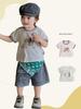 Baby- und Kleinkind-Kurzarm-Oberteil mit Cartoon-Print und vielseitiger Fünf-Punkt-Hose - 2026 Sommer Koreanischer Stil für Jungen