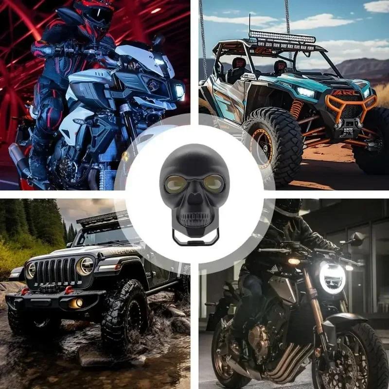 Motorcycle Skull Fog Lights Auxiliary Lights Brighter Lamp Car LED Headlamp Safe Waterproof Halloween Skull Decoration Headlamp
