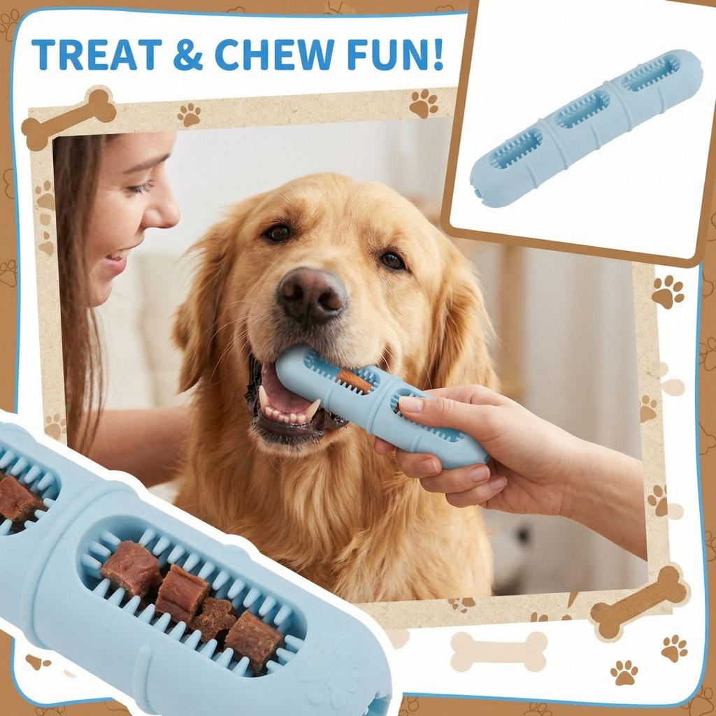 Dog Chew Toy Slow Feeder Sausage Style Durable Pet Toy with Multiple Openings for Treat Filling and Interactive Chewing
