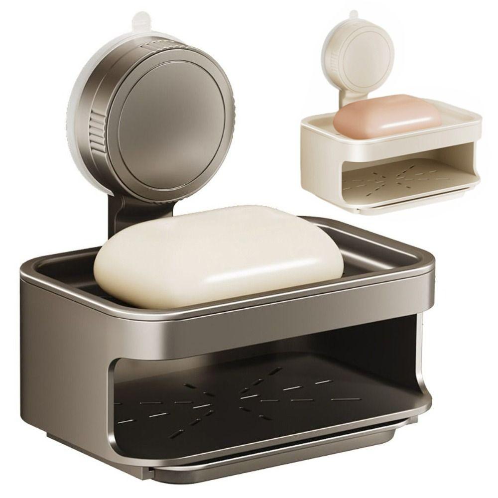 Wall Mounted Self Draining Soap Holder Detachable Soap Drain Box Suction Cup Soap Dish  Shower