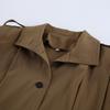 Women Pleated Lapel Pilot Jacket Loose Long Sleeve Casual Khaki Coat
