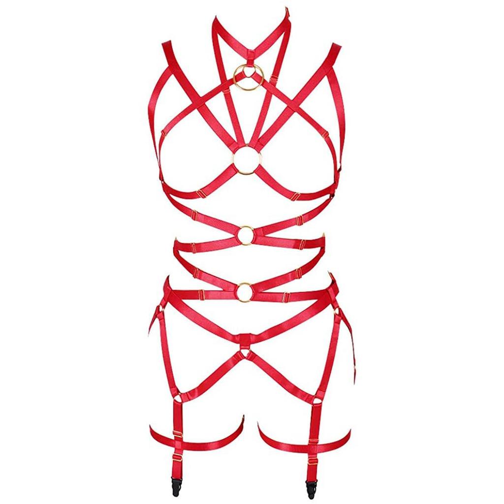 Women's Cropped Punk Harness Belt Stretch Stretch Gothic Garter Rave Sex Lingerie