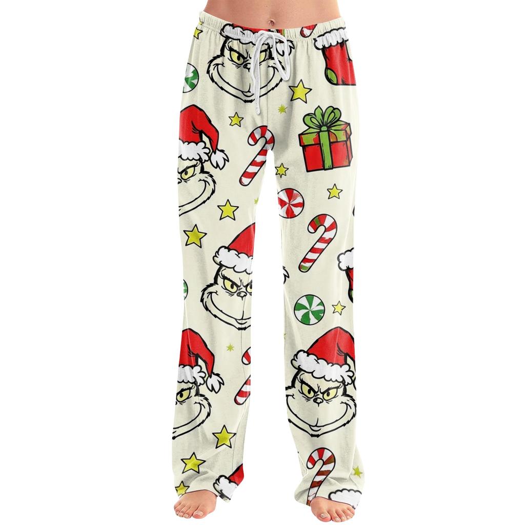 Women's Christmas Printed Pajama Pants, Festive Comfortable Sleep Pants, No Pockets