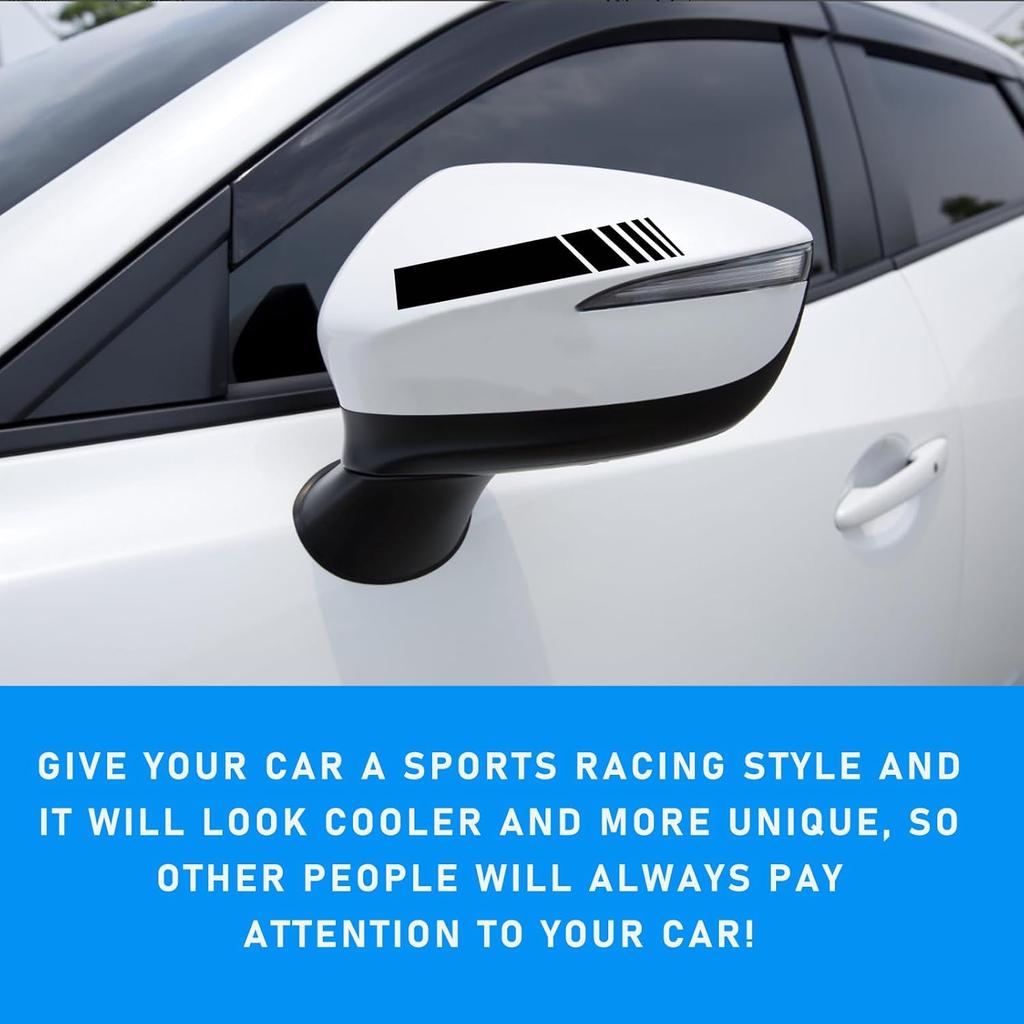 Augeny 6PCS Car Hood & Side Stripe Decals, Modified Auto Rearview Mirror Decal, Universal Graphic Stripe Decor For Car Skirt Roof Bumper (Style1,