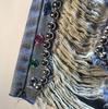 European Style High Waist Rhinestone Beaded Ripped Slimming Straight Mid-Length Pants