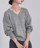 Yours Wool Blend Knit Pullover BEXU1752 Medium Charcoal V-Neck Women's