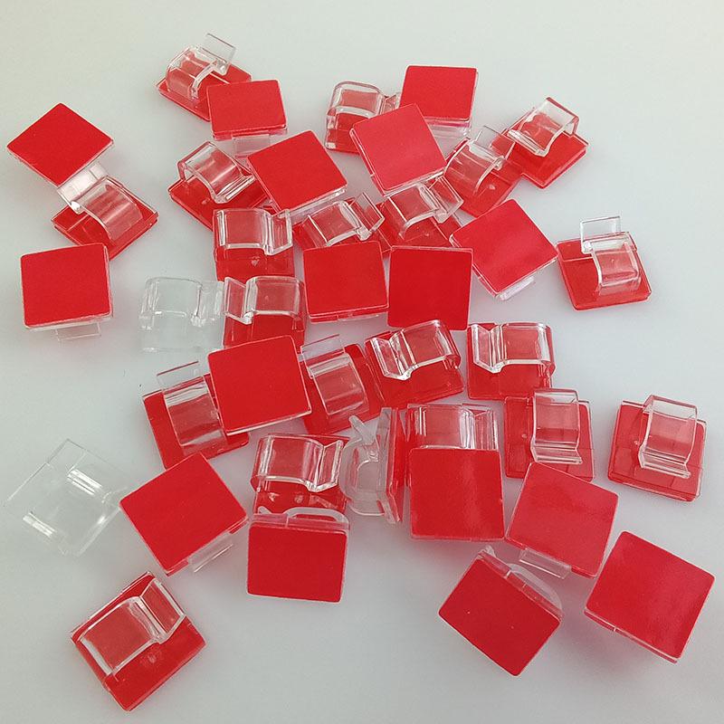 Transparent Self-Adhesive R-Type Cable Clips - Desktop Wire Organizer Transparent (White Adhesive, No Text)