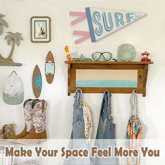 Coastal Granddaughter Room Decor, Surf Pennant Felt Banners Flags, Nautical Coastal Ocean Nursery Wall Hanging Banner for Toddler Girls Room Bedroom