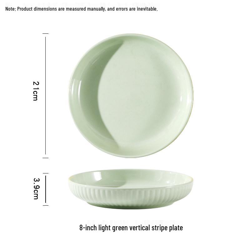 Ceramic Cream Color Block Dish Set, 4/6-Piece Deep Plate Tableware - Modern 2025 Style.