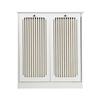 White Freestanding Linen Storage Cupboard,Slatted Front Hinged Lid with 2 Fabric Compartments for Balcony Bathroom