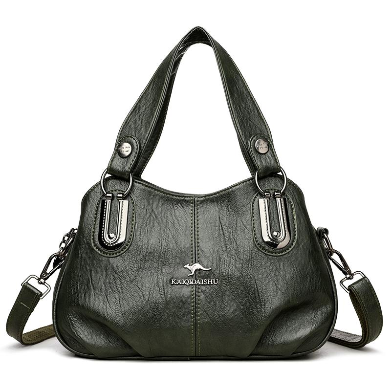 European and American Mother Bags, Middle-aged Women's Crossbody Large-capacity Simple Casual Shoulder Bags, Soft Leather Portable Retro Tote Bags