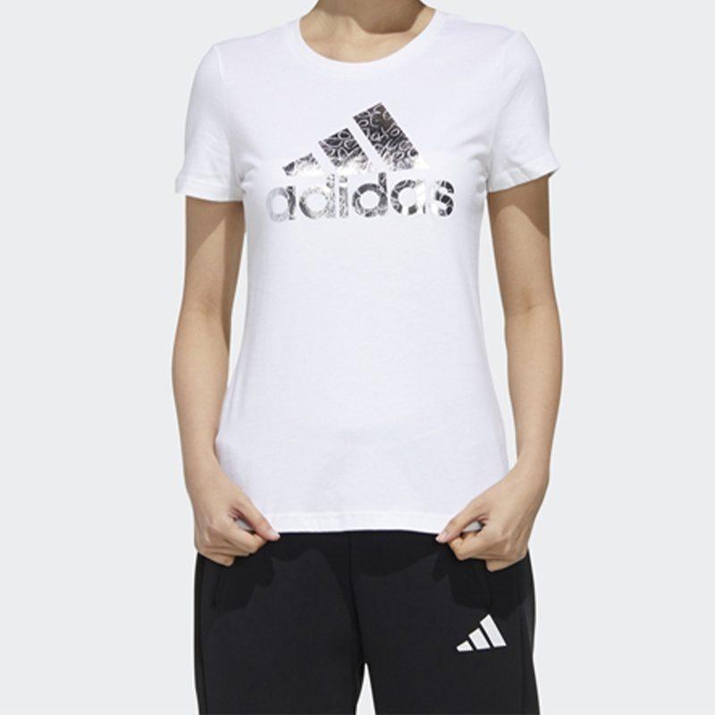 Adidas T Shirts Women's White Crew Neck Moderate Straight Fit FM9291