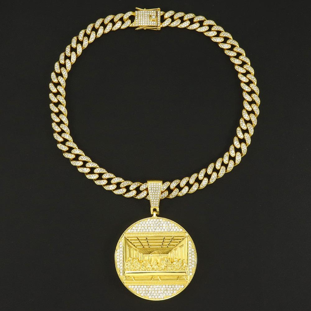 Exaggerated Large Round Pendant Necklace - Trendy Hip Hop Cuban Chain for Men