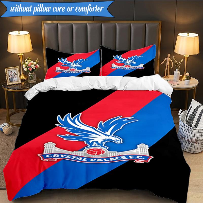 3PCS Crystal Fc Crest Printed Soft Bedding Set,Including 1pc Duvet Cover And 2pcs Pillowcases Perfect for Bedroom, Dormitory, Fan gift