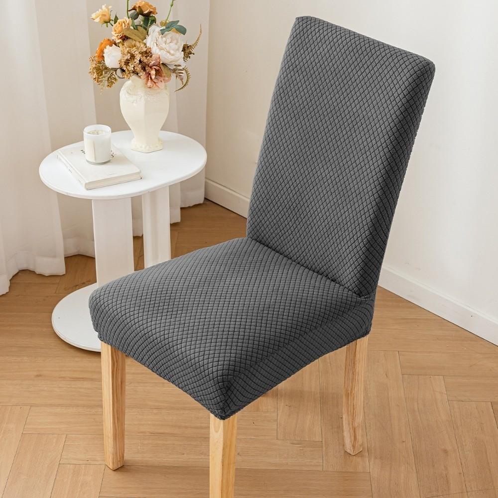 

High-elastic Dining Chair Cover Anti-slip Dust-proof Stool Slipcover Soft Jacquard Backrest Protector for Home Decoration сірий