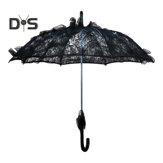 Vintage Lace Embroidery Umbrella Long Handle Lightweight Decorative Umbrella Wedding Party Bridal Dance Stage Performance Parasol Photography Props