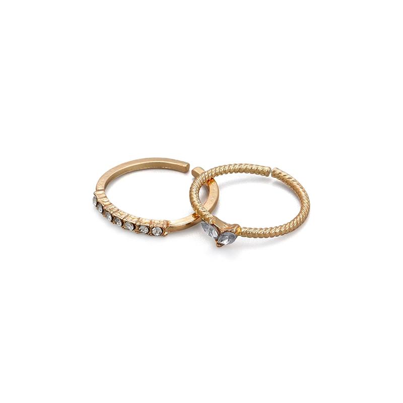 2Pcs/Set Zircon Heart Rings For Women Opening Adjustable Weave  Ring Wedding Jewelry  Girlfriend Gift