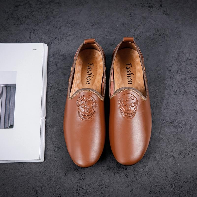 Genuine Leather Men's Slip On Footwear Punk Style Office Man Formal Shoes Wedding Party Men Dress Shoes Breath Loafers Moccasins