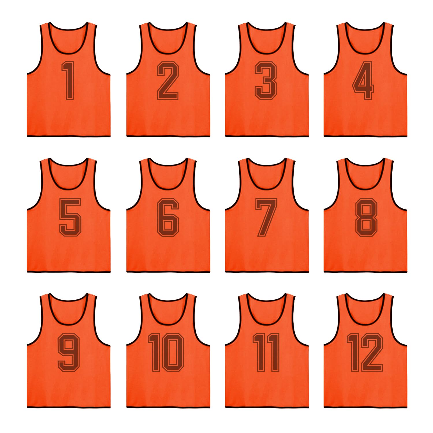 [LEVANA] Adult Numbered Bibs, Team Vests, Mesh, Lightweight, Unisex, Soccer, Basketball, Futsal, School, Sports Day, Community Events, Bib Set (12, Or