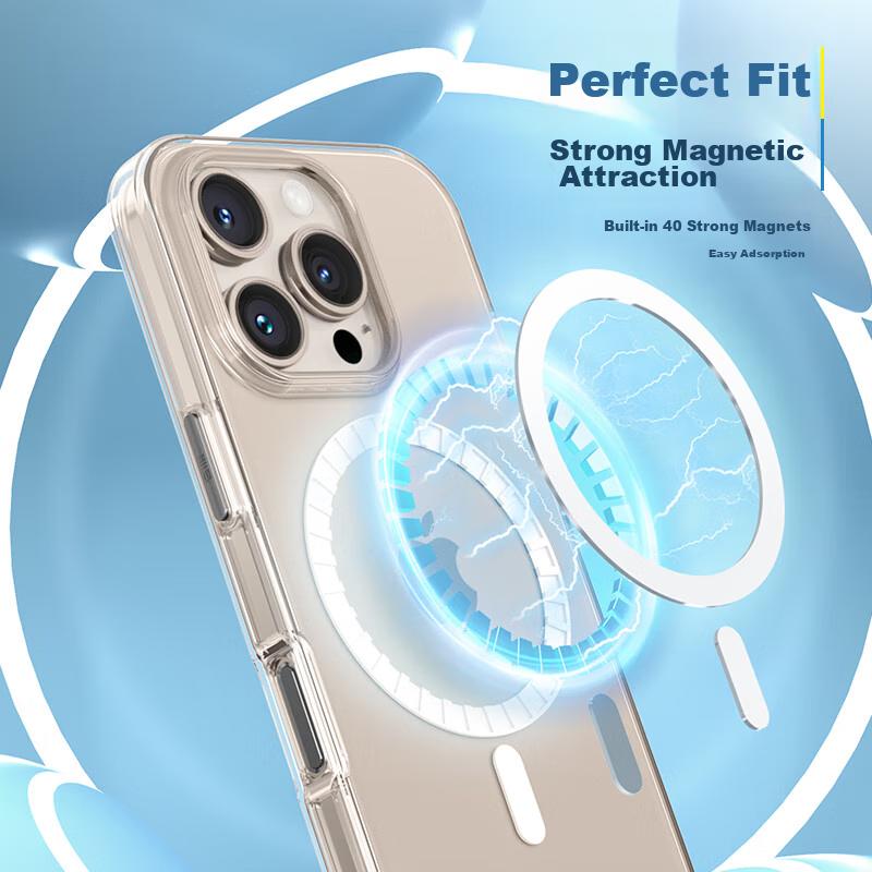 Magnetic Phone Case for IPhone 16 Pro, MagSafe Compatible Protective Cover, Ultra-Thin Shockproof Case with Transparent Desig